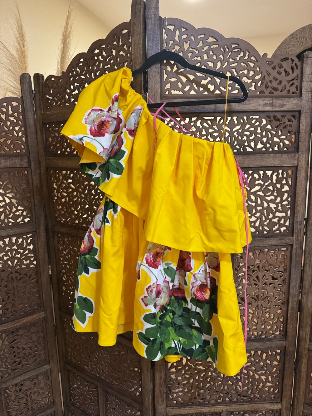 Carolina Herrera Floral-Print Off-The-Shoulder Ruffle Mini Dress - Picture 4 of 5